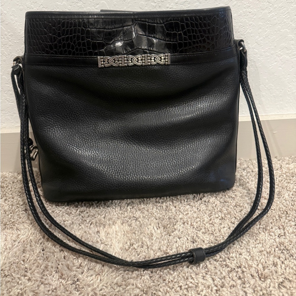 Brighton Black Leather Shoulder‎ Bag Sleek Design